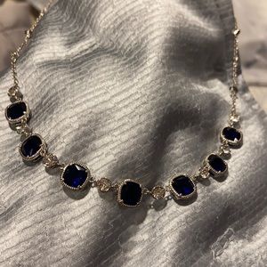 Sterling silver and faux sapphire necklace